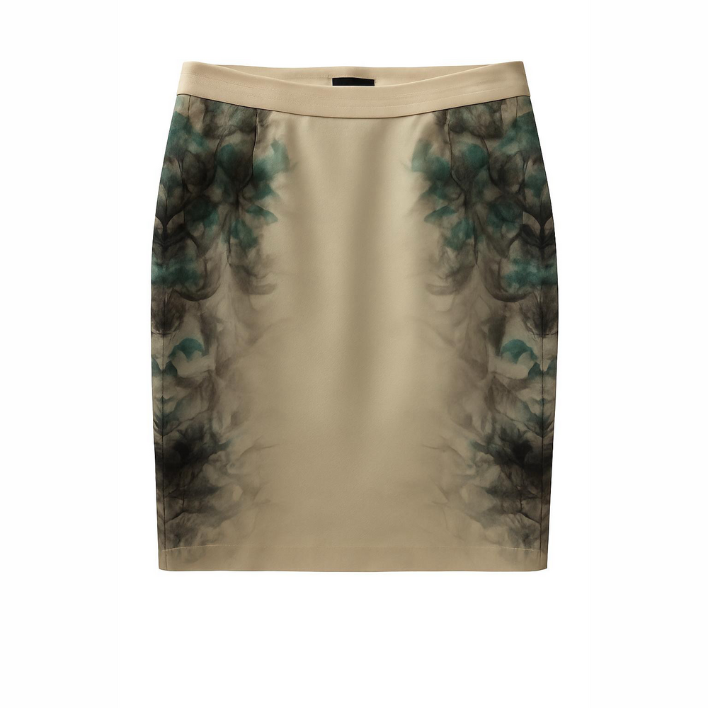 Elie Tahari Blue and White Knee-Length Pencil Skirt